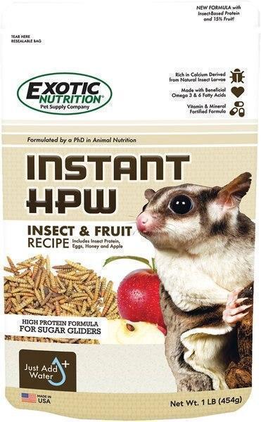 Exotic Nutrition Instant-HPW Insect & Fruit Sugar Glider Food -New in Box