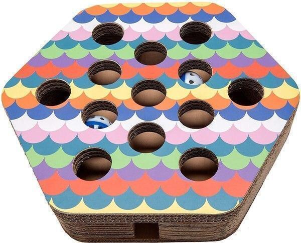 FurHaven Busy Box Corrugated Hexagon Cat Scratcher Toy with Catnip -New in Box
