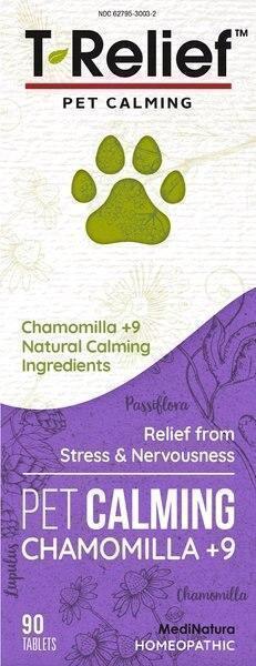 MediNatura T-Relief Chamomilla +9 Homeopathic Medicine for Anxiety for Dogs, Cats & Horses, 90 count -New in Box