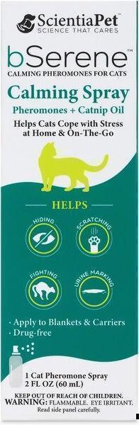 bSerene Pheromone & Catnip Oil Calming Spray for Cats, 2-oz -New in Box