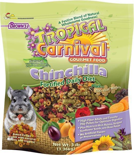 Brown's Tropical Carnival Natural Fortified Daily Diet Chinchilla Food, 3-lb bag -New in Box